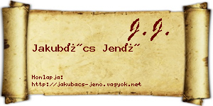 Jakubács Jenő névjegykártya